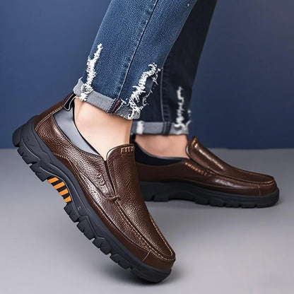 Mens Slip On Casual Loafers With Bonded Leather Upper Rubber Sole