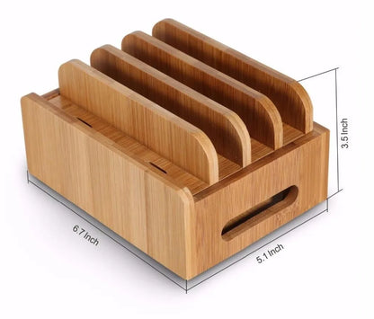 Bamboo Universal Charging Dock And Desk Holder For Smartphones And Tablets