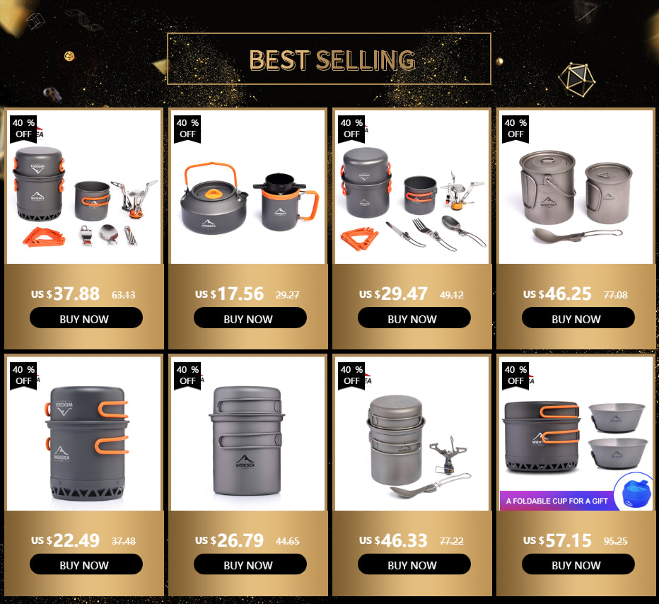 Camping Cookware Set With 1L Kettle And Utensils Aluminium Alloy Foldable