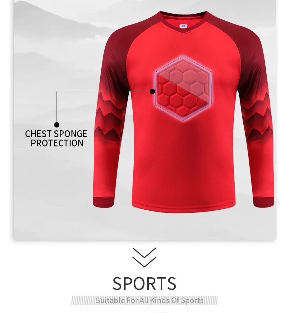2021 New Uniform Men's Football Training Goalkeeper Uniform Kids Soccer Jersey Set Long Sleeve Protective Sponge Shirt Pants