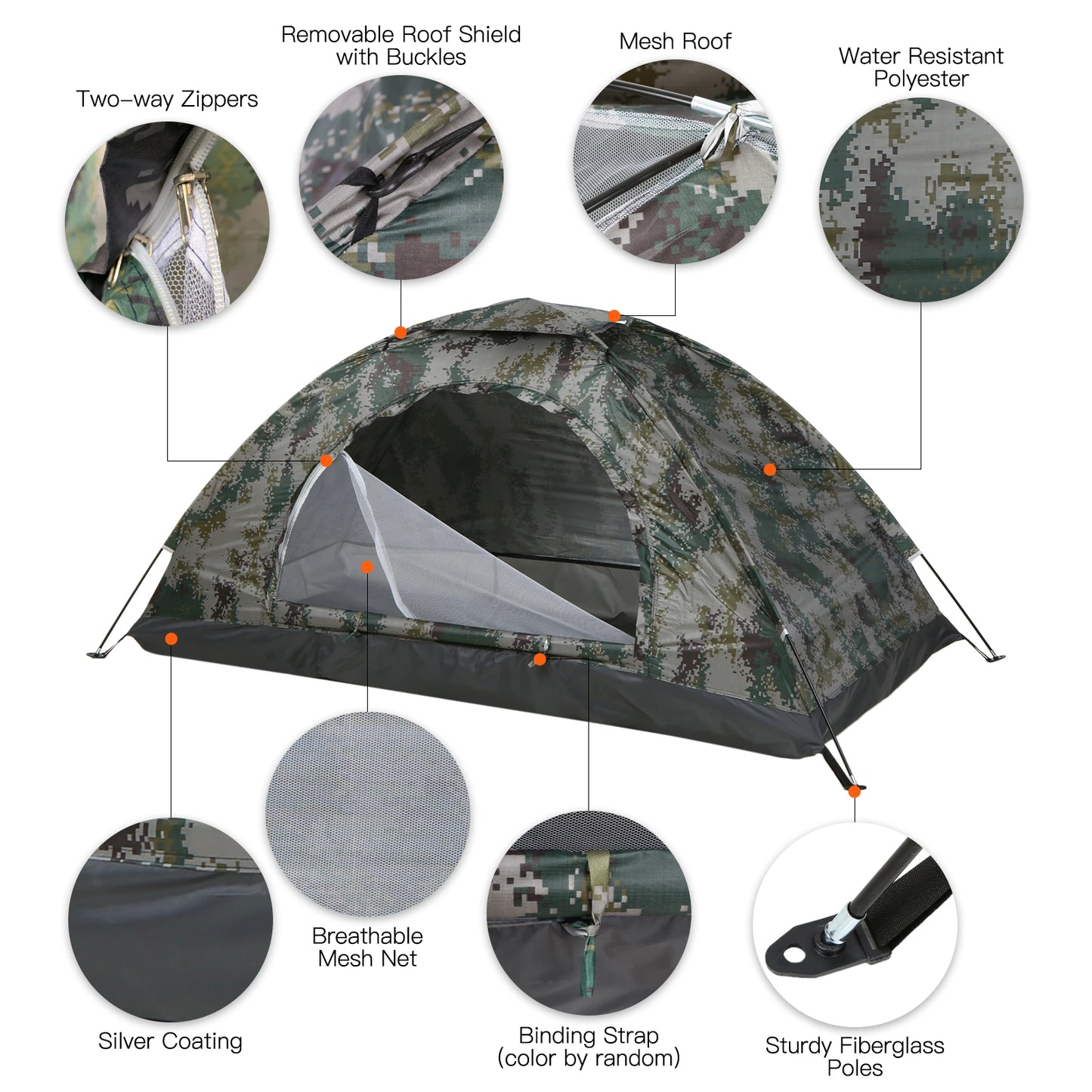 Two-Person Ultralight Camping Tent Nylon Single Layer UPF 30+