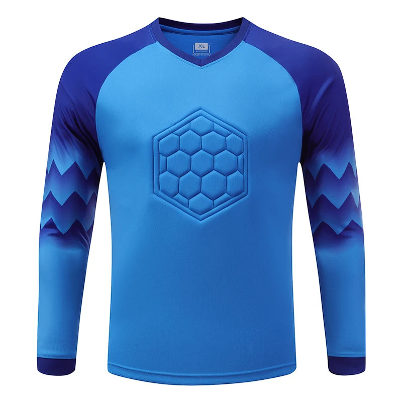 2021 New Uniform Men's Football Training Goalkeeper Uniform Kids Soccer Jersey Set Long Sleeve Protective Sponge Shirt Pants