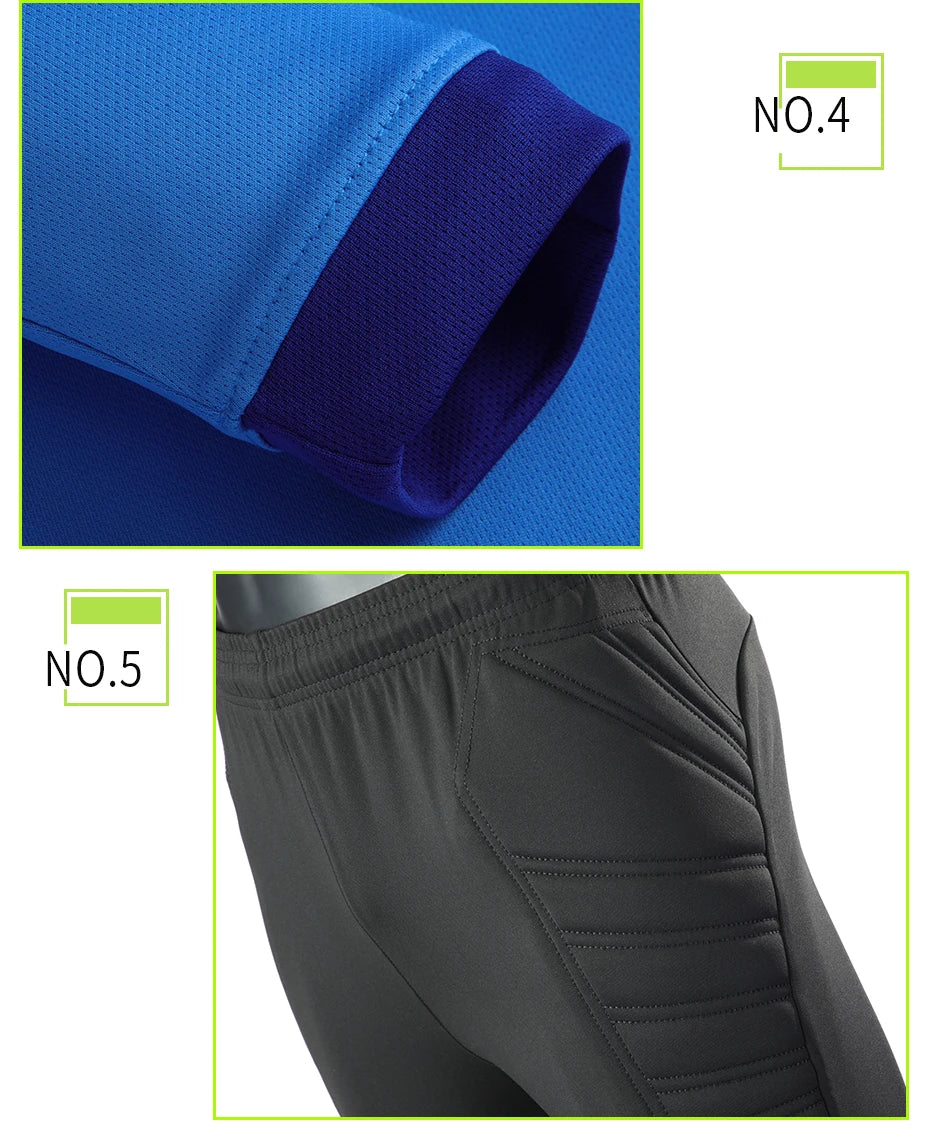 2021 New Uniform Men's Football Training Goalkeeper Uniform Kids Soccer Jersey Set Long Sleeve Protective Sponge Shirt Pants