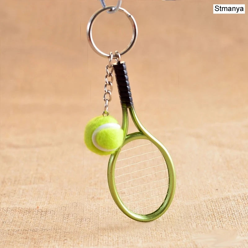 Hot SALE Mini Tennis Racket Pendant Keychain Keyring Key Chain Ring Finder Holer Accessories For Lover's Day Gifts #17162