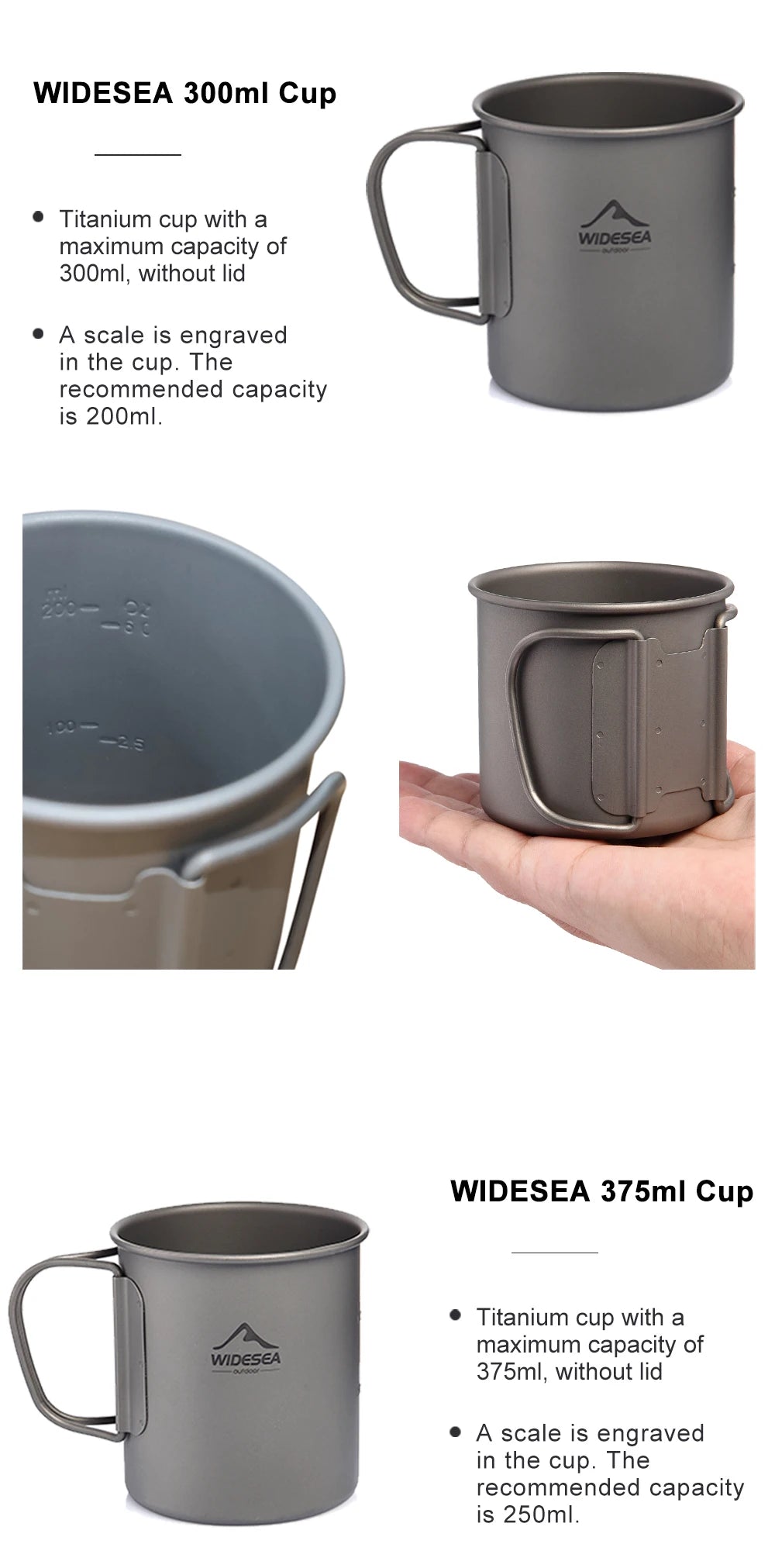 Titanium Camping Mug 0.6L Outdoor Cup For Hiking Cookware