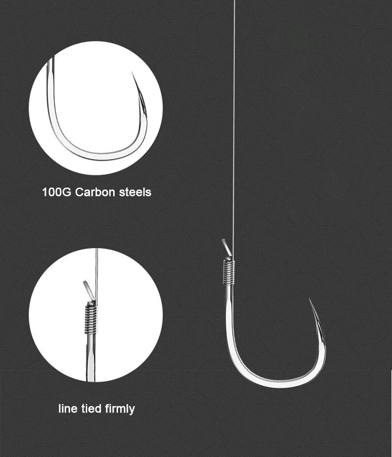 10 pair Fishing Hooks With Tippet 45cm Line Set Carbon Steel Double Fishing line Hook Fish Barbed Carp Fishing