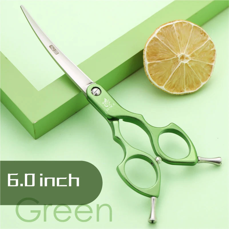Premium Dog Grooming Curved Scissors – Alloy Handle, 440C Stainless Steel, Professional Pet Shears