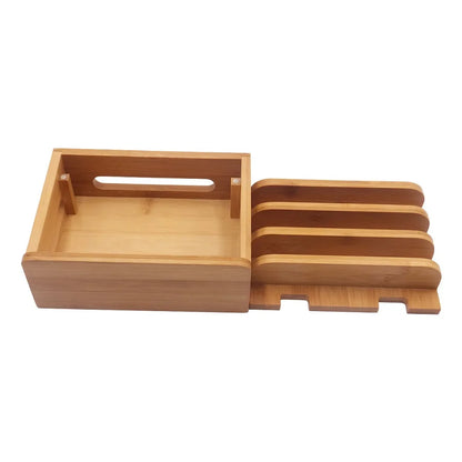 Bamboo Universal Charging Dock And Desk Holder For Smartphones And Tablets