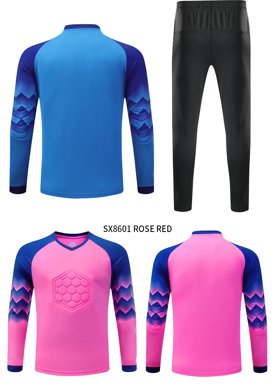 2021 New Uniform Men's Football Training Goalkeeper Uniform Kids Soccer Jersey Set Long Sleeve Protective Sponge Shirt Pants