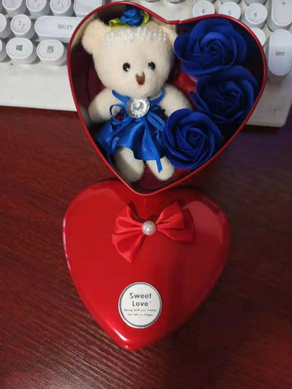 Heart Shaped Gift Box Teddy Bear Plush Toy For Valentine And Wedding Gift