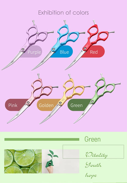 Dog Grooming Curved Scissors, 6.0-6.5 Inch, Stainless Steel