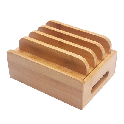 Bamboo Universal Charging Dock And Desk Holder For Smartphones And Tablets