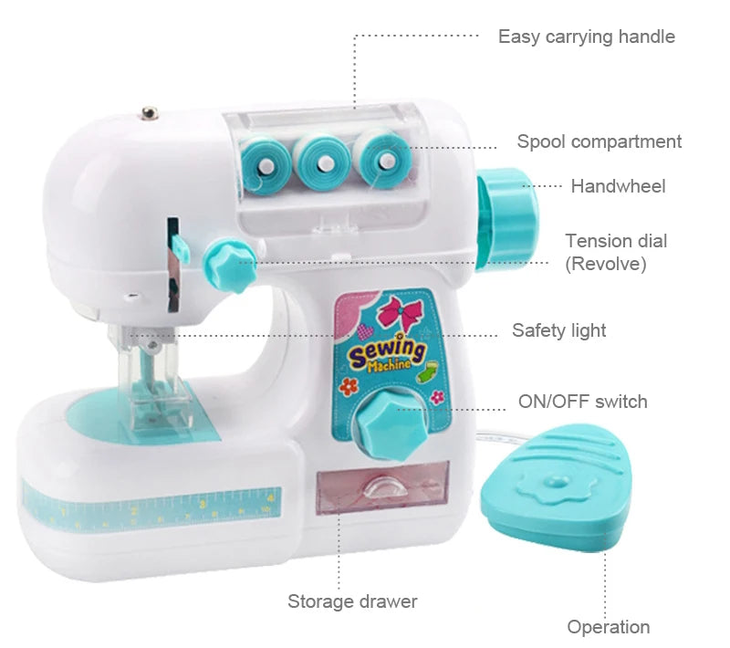Kids Simulation Sewing Machine Toy Mini Furniture Educational Learning Design Clothing Bauble Creative Children's Toys for Girls