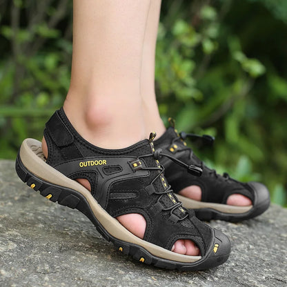 Men's Genuine Leather Sandals Non Slip Outdoor Beach