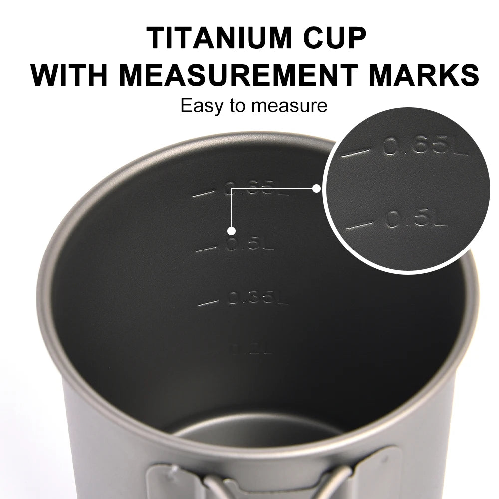 Titanium Camping Mug 0.6L Outdoor Cup For Hiking Cookware