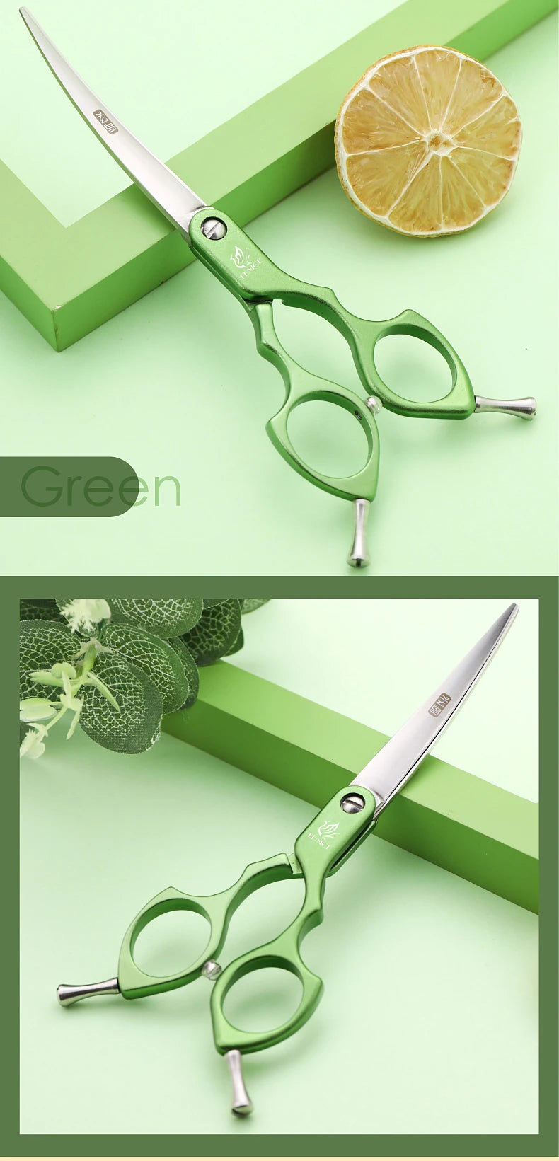 Premium Dog Grooming Curved Scissors – Alloy Handle, 440C Stainless Steel, Professional Pet Shears