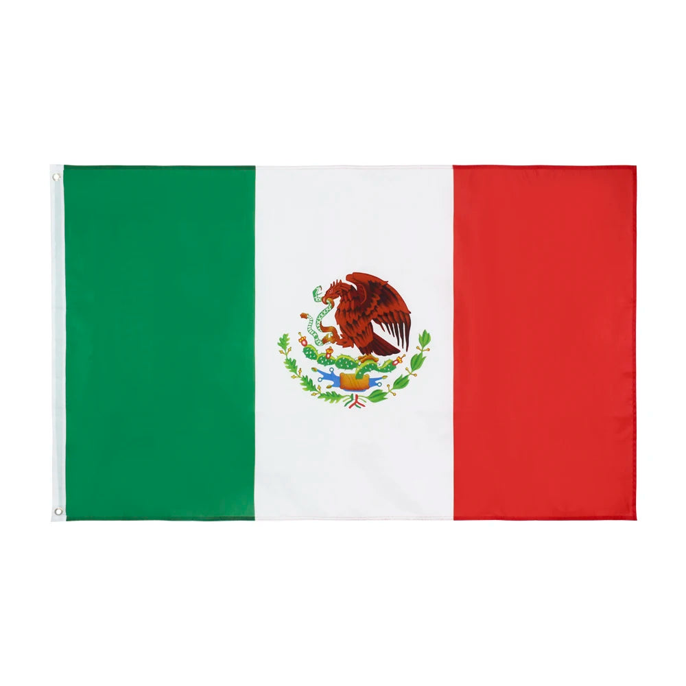 XIANGYING Mexico National flag 90X150cm polyester Hanging Printed Mex Mx Mexican National Flags Mexicanos Banner For Decoration