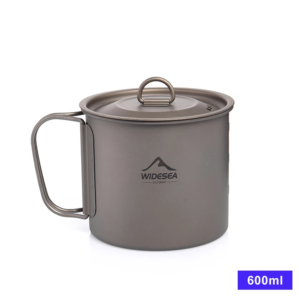 Titanium Camping Mug 0.6L Outdoor Cup For Hiking Cookware