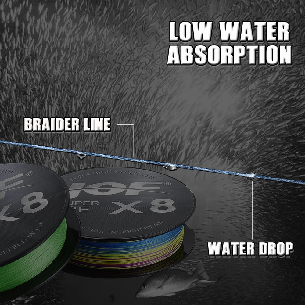 JOF 150M-500M 8 Strand Braided Outdoor Fishing Line Sea Fishing Ice Fishing River Fishing Rock Fishing Fishing Gear 20-100LB  X8
