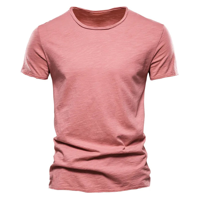AIOPESON100% Cotton Men T-shirt V-neck Fashion Design Slim Fit Soild T-shirts Male Tops Tees Short Sleeve T Shirt O-neck For Men