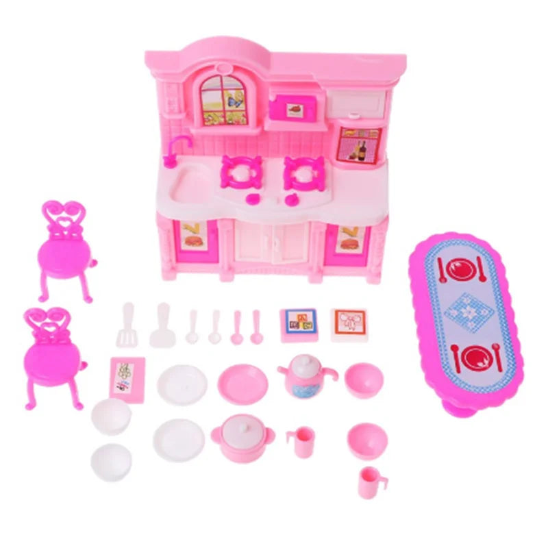 Princess Fashion Furniture Living Room TV Chair Sofa Kitchen Kids Toys Doll Accessories Pretend Play For Girls Children DIY Game