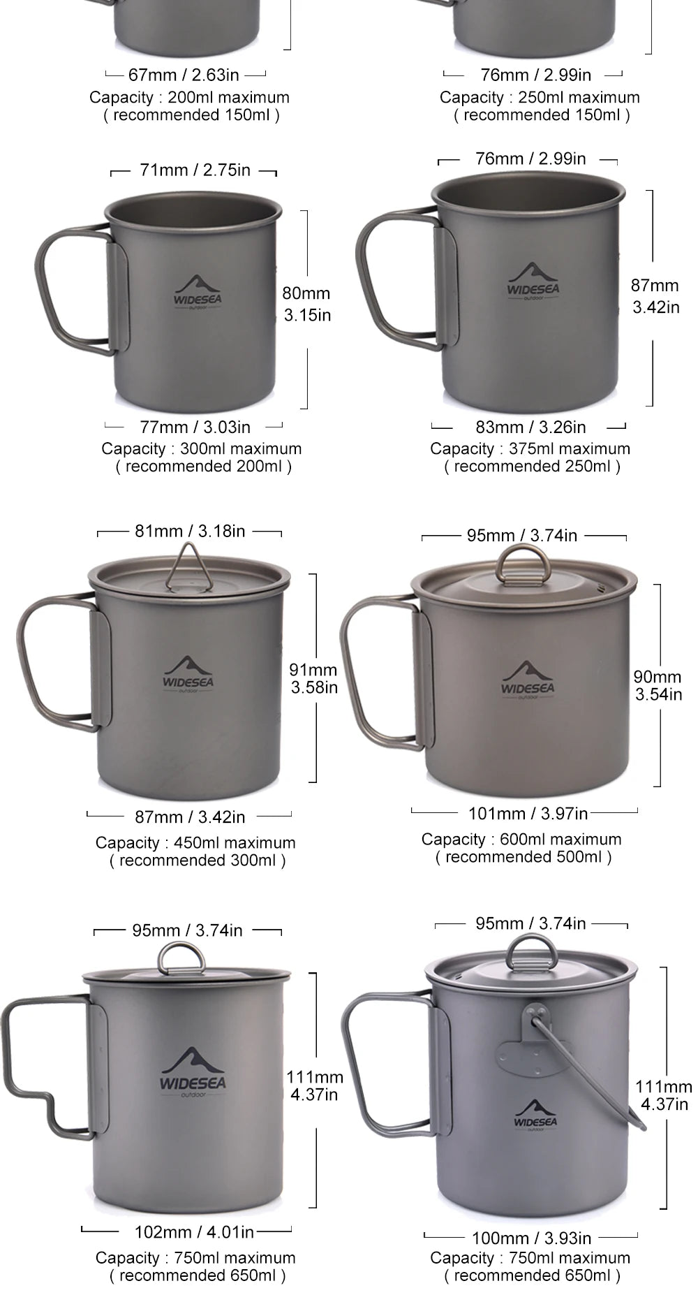 Titanium Camping Mug 0.6L Outdoor Cup For Hiking Cookware