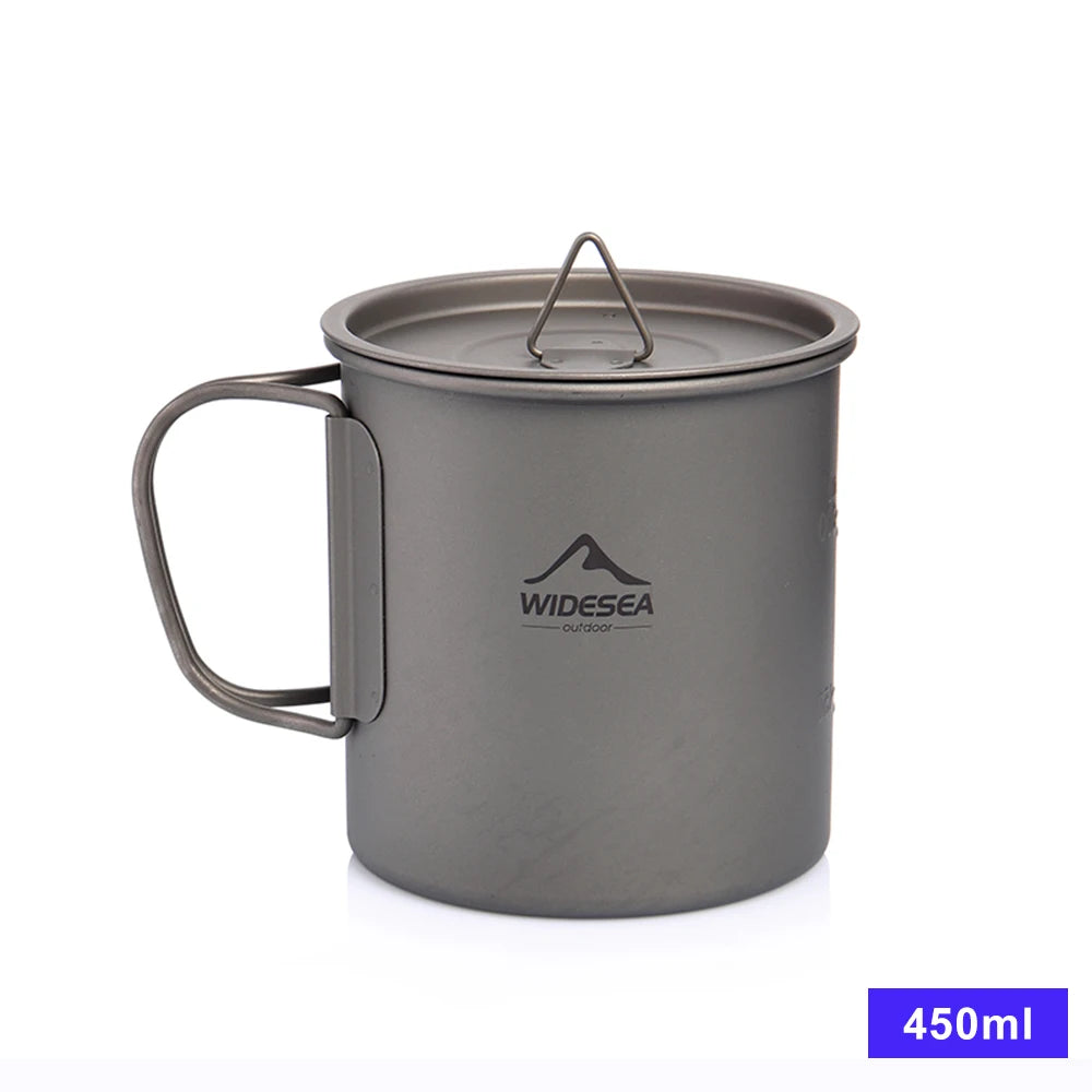 Titanium Camping Mug 0.6L Outdoor Cup For Hiking Cookware