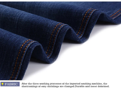 Men's Fitted Stretch Jeans Cotton Denim Straight Leg Business Casual