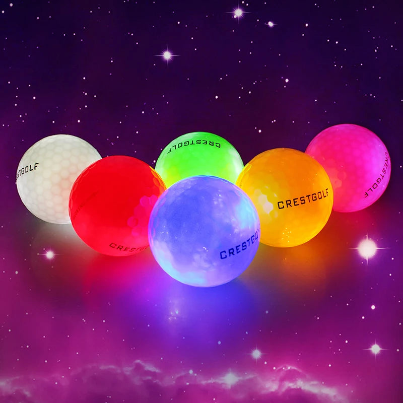 Crestgolf LED Golf Balls for Night Glow in The Dark Golf Ball with 4 Light Super Bright Six Colors Best Golf Gift for Golfers