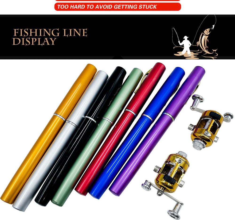 Fishing Rod Reel Combo Set Mini Telescopic Pocket Pen Fishing Rod Pole + Reel