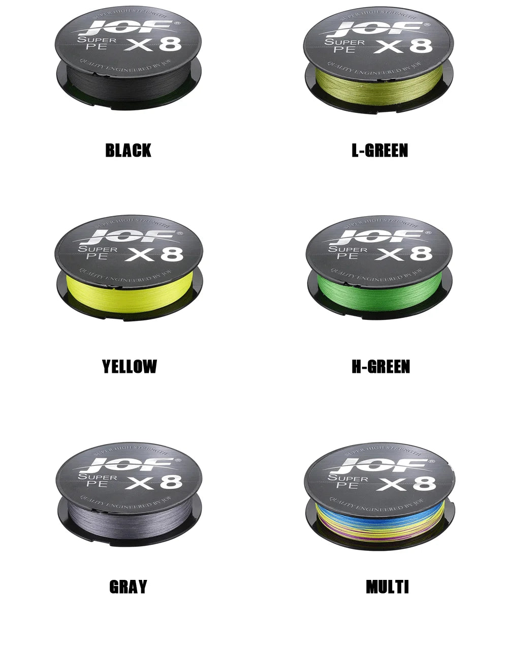 JOF 150M-500M 8 Strand Braided Outdoor Fishing Line Sea Fishing Ice Fishing River Fishing Rock Fishing Fishing Gear 20-100LB  X8