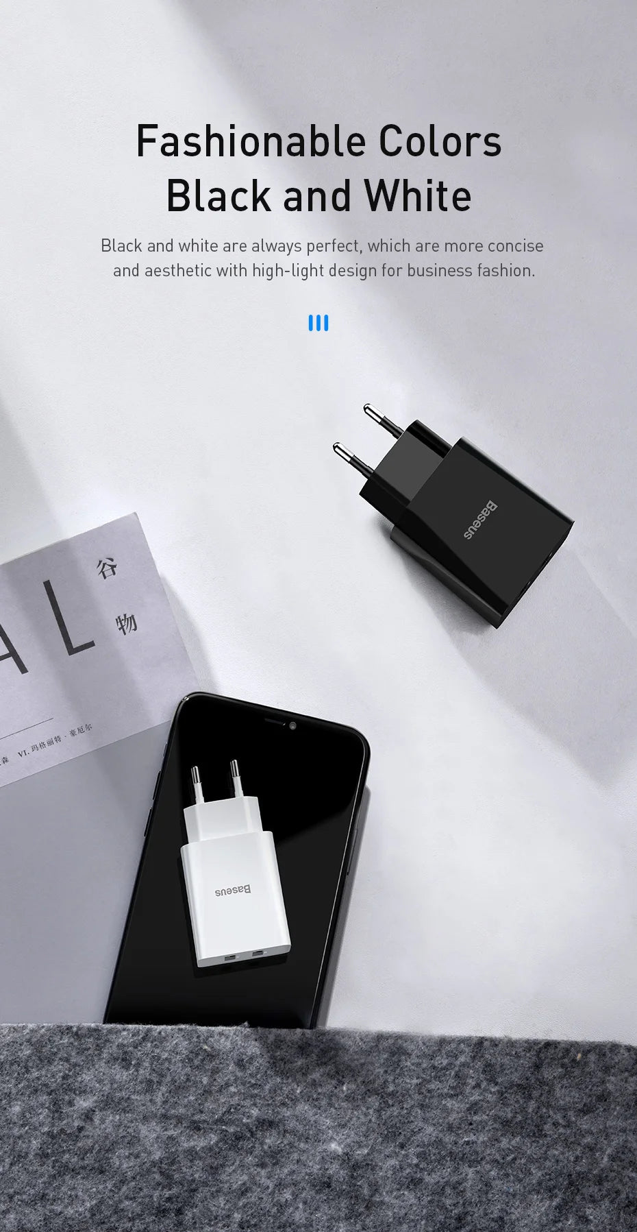 Baseus Dual USB Charger EU Plug Charger 2.1A Wall Charger Max Mobile Phone Charging Mini Adapter Travel Charger For iPhone