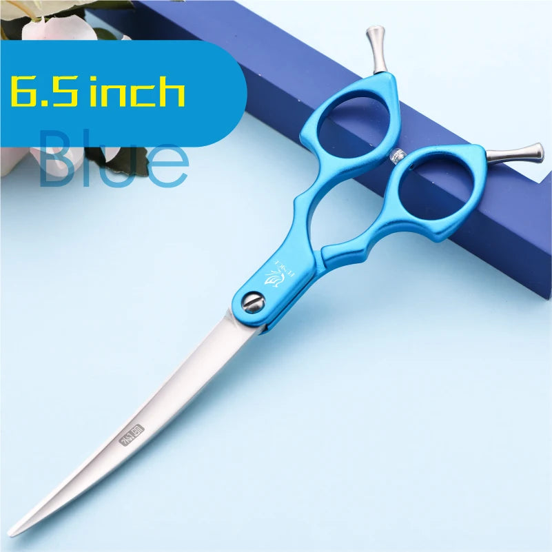 Premium Dog Grooming Curved Scissors – Alloy Handle, 440C Stainless Steel, Professional Pet Shears