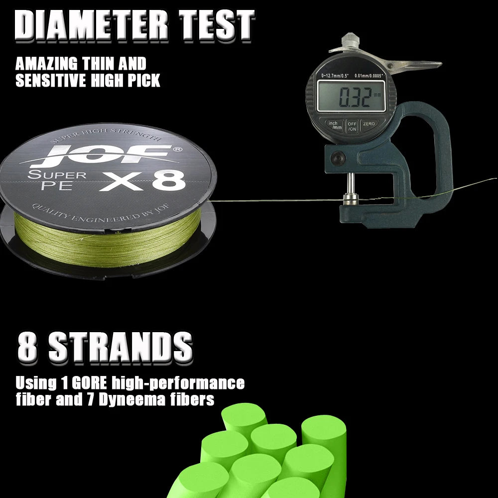 JOF 150M-500M 8 Strand Braided Outdoor Fishing Line Sea Fishing Ice Fishing River Fishing Rock Fishing Fishing Gear 20-100LB  X8