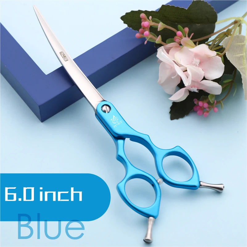 Premium Dog Grooming Curved Scissors – Alloy Handle, 440C Stainless Steel, Professional Pet Shears