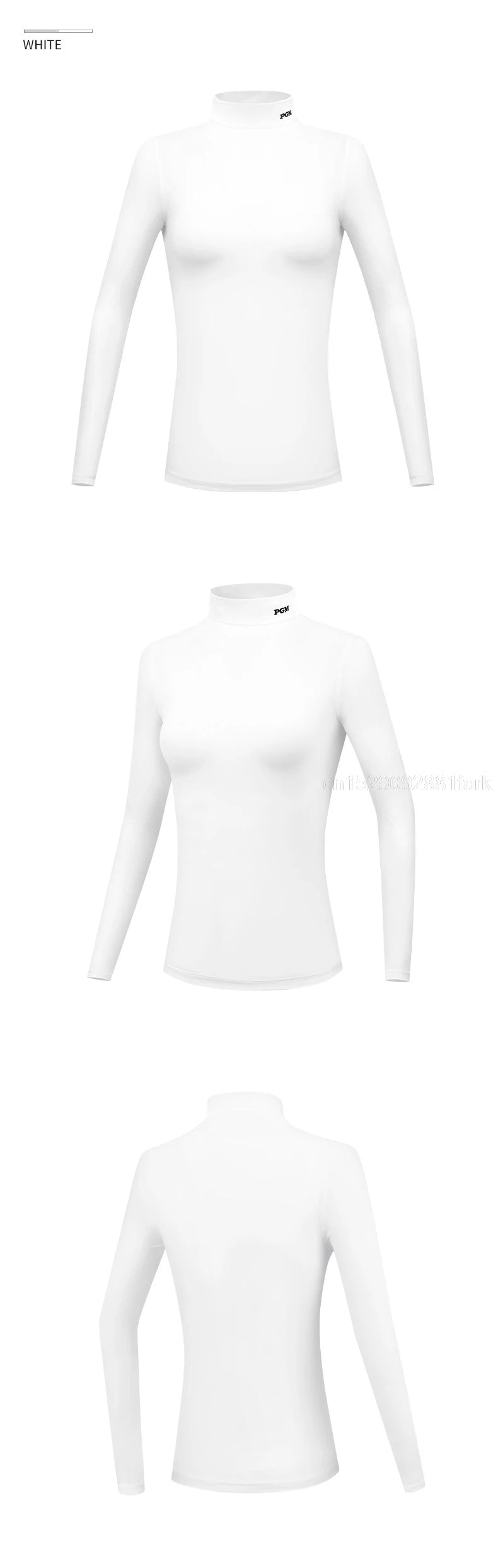 PGM Autumn Winter Women Fleece Golf Underwear Ladies Warm Golf Long-sleeved T-shirt Stand Collar Shirt Elastic Windproof Tops