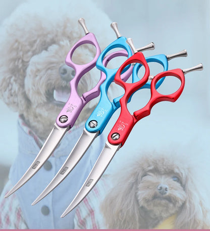 Dog Grooming Curved Scissors, 6.0-6.5 Inch, Stainless Steel
