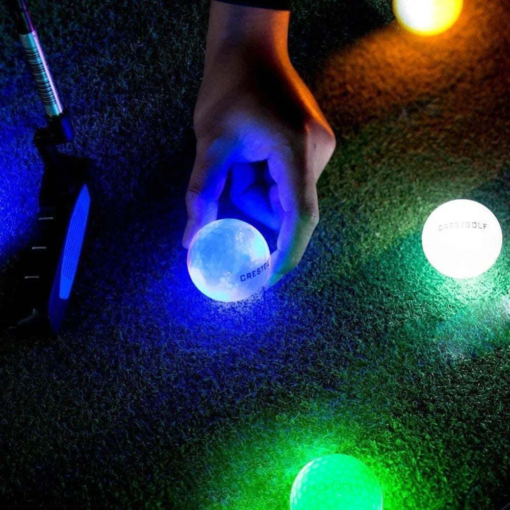 Crestgolf LED Golf Balls for Night Glow in The Dark Golf Ball with 4 Light Super Bright Six Colors Best Golf Gift for Golfers