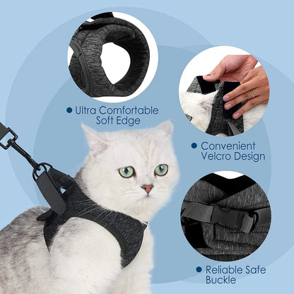Small Cat Harness And Leash Set, Adjustable Anti-Escape, Color Options, 1.2m