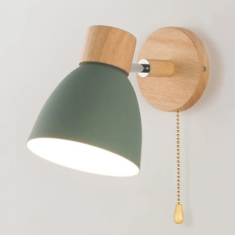 Wooden Nordic Wall Lamp – Modern Wall Sconce with Switch for Bedroom & Living Room