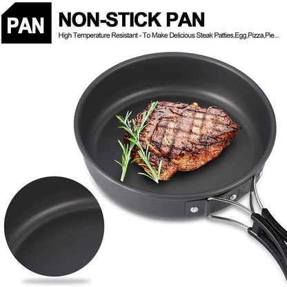 Camping Cookware Set Aluminum Nonstick Pots And Pans Portable