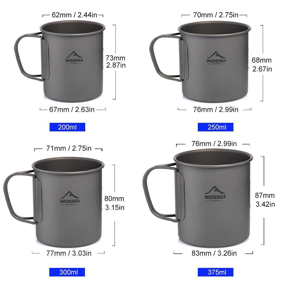 Titanium Camping Mug 0.6L Outdoor Cup For Hiking Cookware