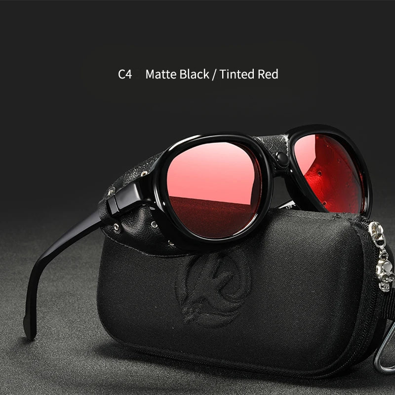 KDEAM Luxury Steampunk Pilot Sunglasses Men and Women Soft Leather Shield Glasses UV400 Protection KD2095