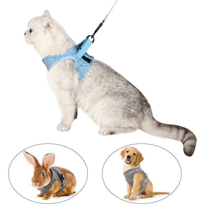 Small Cat Harness And Leash Set, Adjustable Anti-Escape, Color Options, 1.2m
