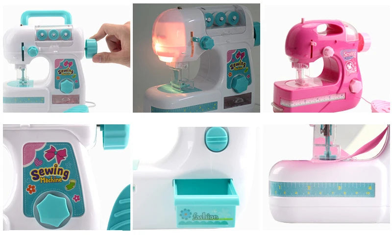 Kids Simulation Sewing Machine Toy Mini Furniture Educational Learning Design Clothing Bauble Creative Children's Toys for Girls
