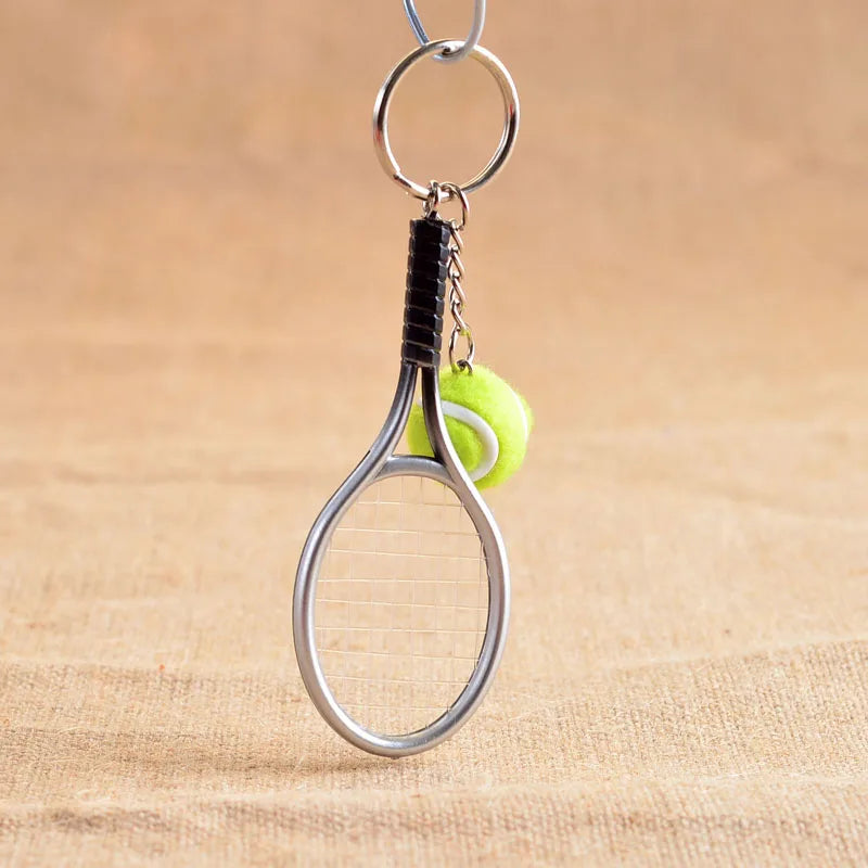 Hot SALE Mini Tennis Racket Pendant Keychain Keyring Key Chain Ring Finder Holer Accessories For Lover's Day Gifts #17162