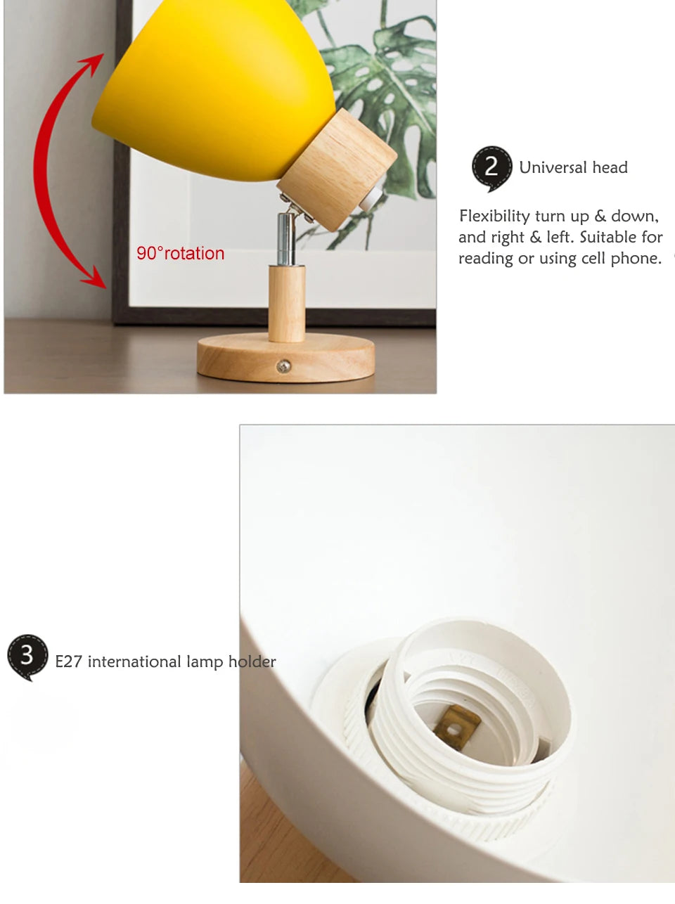 Wooden Nordic Wall Lamp – Modern Wall Sconce with Switch for Bedroom & Living Room