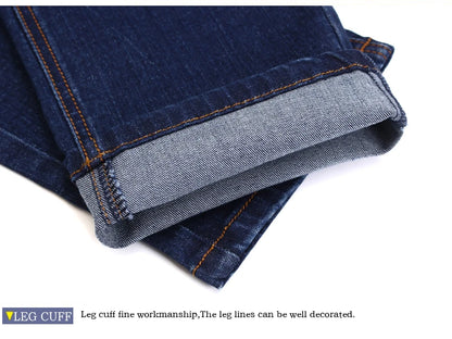 Men's Fitted Stretch Jeans Cotton Denim Straight Leg Business Casual