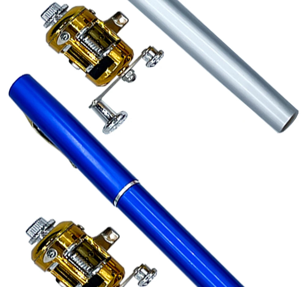 Fishing Rod Reel Combo Set Mini Telescopic Pocket Pen Fishing Rod Pole + Reel