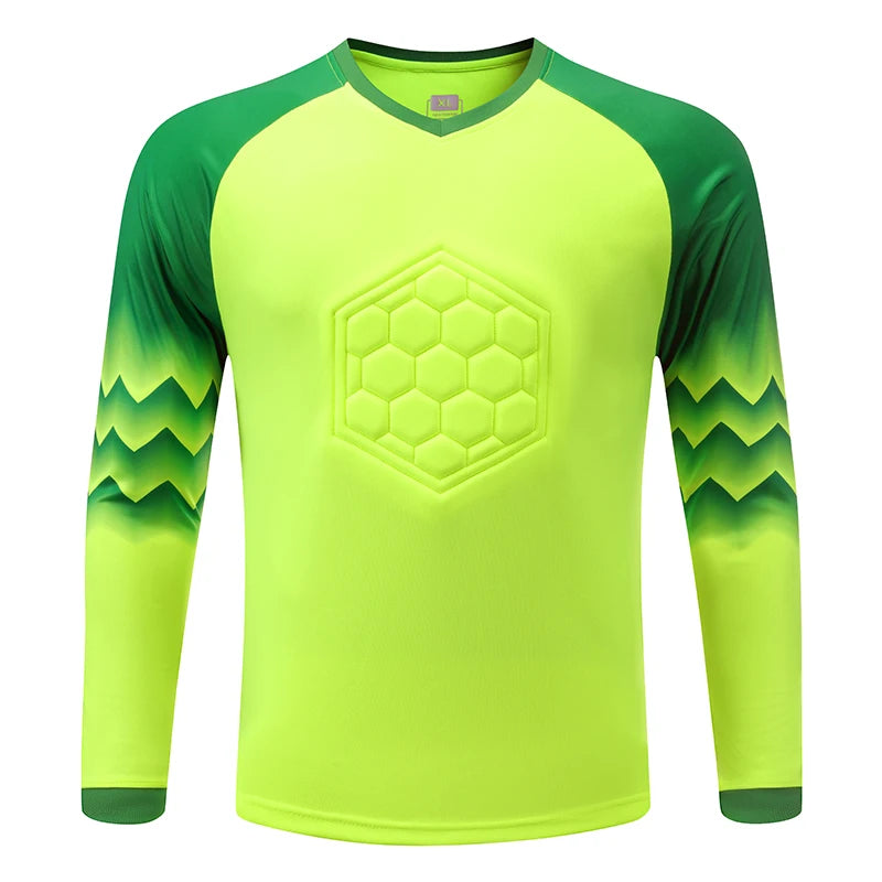 2021 New Uniform Men's Football Training Goalkeeper Uniform Kids Soccer Jersey Set Long Sleeve Protective Sponge Shirt Pants